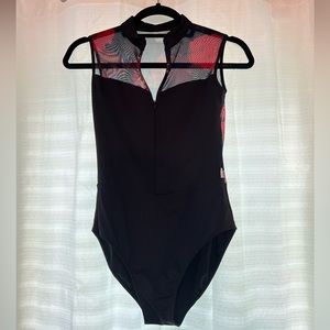 Black Floral Baiw Leotard